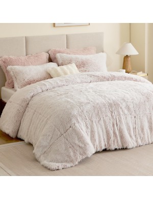 Pink faux plush bedding
