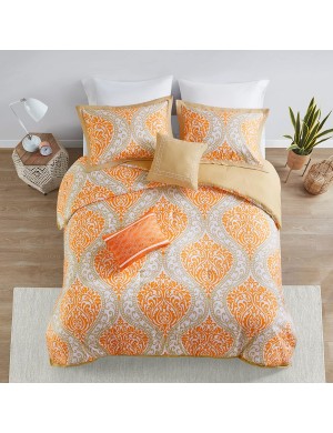 Orange damask bedding