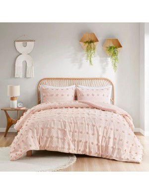 Pink Textured Pom-Pom Bedding