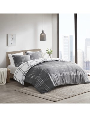 Urban style gray plaid bedding